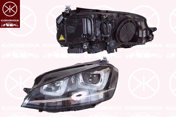 Headlight, Left, Illuminance [lx]: 12.5, Bi-Xenon, with cornering light, with daytime running light (LED), without control unit for Xenon, with motor for headlamp levelling, D3S/H7, Valeo, 5G1 941 751 (VW), 5G1 941 753 (VW)