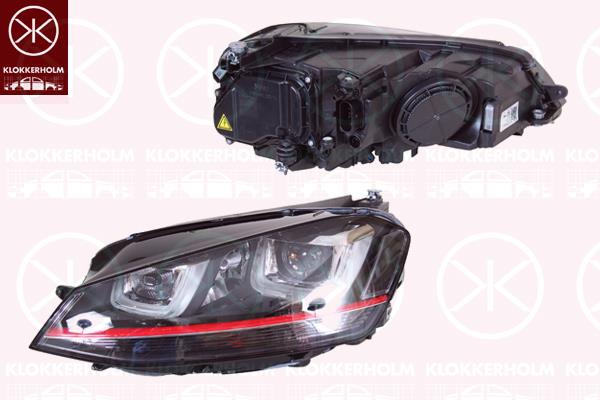 Headlight, GTI, Illuminance [lx]: 12.5, Left, Bi-Xenon, with cornering light, with daytime running light (LED), without control unit for Xenon, with motor for headlamp levelling, D3S/H7, Valeo, 5G1 941 751A (VW), 5G1 941 753A (VW)