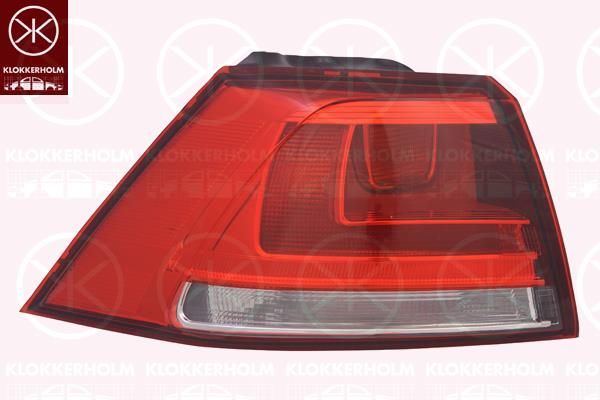 Tail Light Assembly, Left, Outer section, with bulb holder, Valeo, 5G0 945 095 (VW), 5G0 945 095M (VW), 5G0945095F (VW)