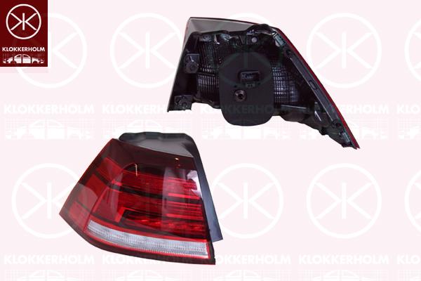 Tail Light Assembly, Left, Outer section, LED, with bulb holder, 5G0 945 095Q (VW), 5G0945095Q (VW)