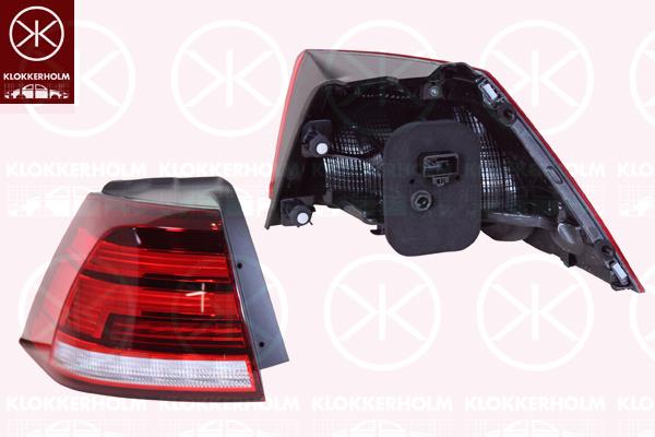 Tail Light Assembly, Left, Outer section, LED, with bulb holder, Valeo, 5G0 945 095Q (VW), 5G0945095Q (VW)