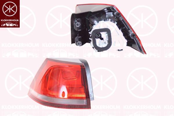 Tail Light Assembly, Left, Outer section, LED, with bulb holder, Valeo, 5G9 945 095 (VW), 5G9 945 095C (VW), 5G9945095H (VW)