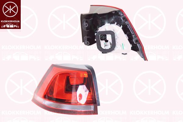 Tail Light Assembly, Left, Trim Level: Highline, Outer section, LED, with bulb holder, Valeo, 5G9 945 095A (VW), 5G9 945 095D (VW), 5G9945095J (VW)