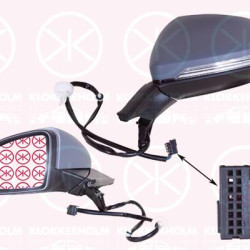 Exterior Mirror, Left, for electric mirror adjustment, Electronically foldable, Number of pins: 9, w/primer, with indicator (LED), with reading light, Heatable, Aspherical, Complete Mirror, 5G0 857 521 (VW), 5G0857537EGRU (VW), 5G0 949 101 (VW), 5G1857507AM9B9 (VW), 5G1857507BT9B9 (VW), 5G1857507DM9B9 (VW)