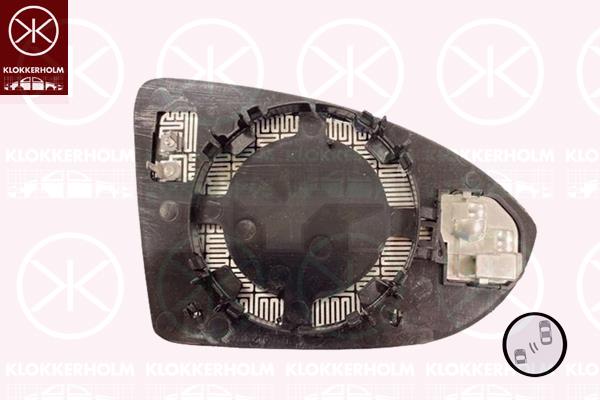 Mirror Glass, exterior mirror, Left, Heatable blind spot mirror, Aspherical, 5G0857521G (VW), 5G0857521J (VW), 5G0857521M (VW)