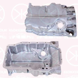 Oil Sump, with bore for oil-level sensor, Aluminium, 04E103601AF (VW), 04E103601G (VW), 04E103601G (SKODA)