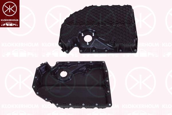 Oil Sump, PA (polyamide), with bore for oil-level sensor, 06K 103 600D (AUDI), 06K 103 600R (VW), 06k103600AE (VW), 06k103600AE (SKODA), 06k103600AE (AUDI), 06K103600D (VW), 06K103600R (SKODA), 06K103600R (AUDI)