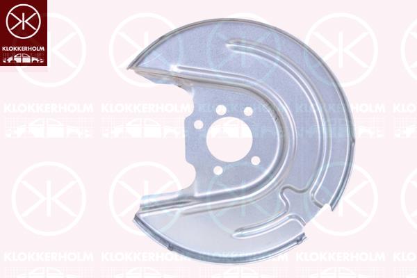 Splash Guard, brake disc, Rear Axle Left, for brake disc diameter [mm]: 272, for vehicles with standard suspension, Zinc-coated, 5Q0 615 611P (AUDI), 5Q0615611L (AUDI), 5Q0615611P (SKODA), 5Q0615611P (VW)