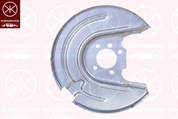 Splash Guard, brake disc, Rear Axle Right, for brake disc diameter [mm]: 272, for vehicles with standard suspension, Zinc-coated, 5Q0 615 612P (AUDI), 5Q0615612L (AUDI), 5Q0615612P (SKODA), 5Q0615612P (VW)