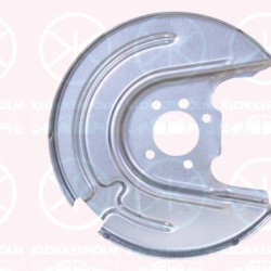 Splash Guard, brake disc, Rear Axle Right, for brake disc diameter [mm]: 272, for vehicles with standard suspension, Zinc-coated, 5Q0 615 612P (AUDI), 5Q0615612L (AUDI), 5Q0615612P (SKODA), 5Q0615612P (VW)