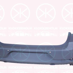 Bumper, with hole(s) for parking assistant system, Rear, Trim Level: FACELIFT, Number of bores: 6, w/primer, 5G6 807 417 BQ GRU (VW)