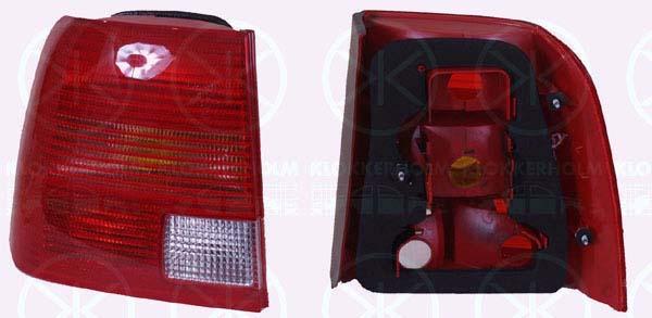 Tail Light Assembly, without bulb holder, white/red, Left, 3B5 945 095F (VW), 3B5 945 111D (VW), 3B5945111D (VW)