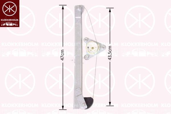 Window Regulator, without electric motor, Electric, Left Rear, Height [cm]: 47, Bore Distance [mm]: 435, 3B9 839 461A (VW), 3B9 839 461C (VW)