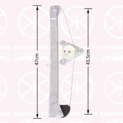 Window Regulator, without electric motor, Electric, Left Rear, Height [cm]: 47, Bore Distance [mm]: 435, 3B9 839 461A (VW), 3B9 839 461C (VW)