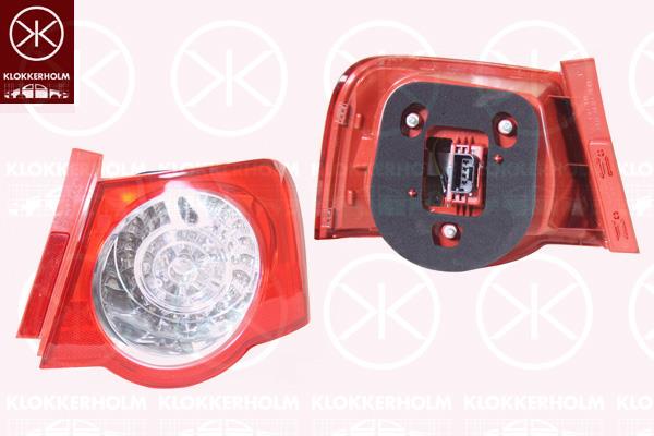 Tail Light Assembly, LED, with bulb holder, white/red, Right, Outer section, 3C5 945 096C (VW), 3C5 945 096H (VW)