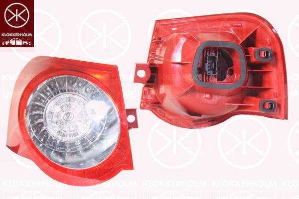 Tail Light Assembly, with bulb holder, white/red, Left, Outer section, LED, 3C9 945 095 (VW), 3C9 945 095N (VW), 3C9945095C (VW)