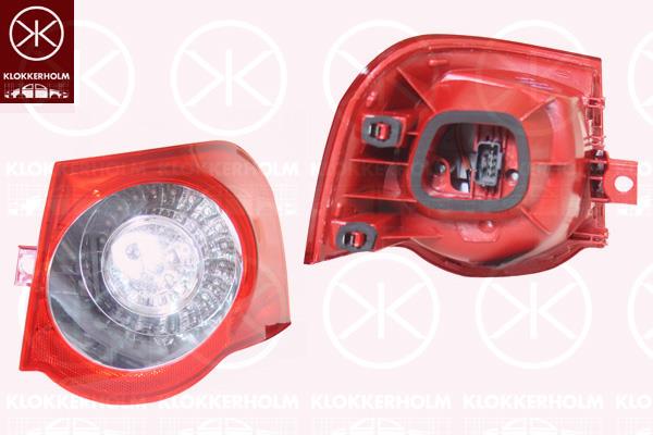 Tail Light Assembly, LED, with bulb holder, white/red, Right, Outer section, 3C9 945 096 (VW), 3C9 945 096N (VW), 3C9945096C (VW)