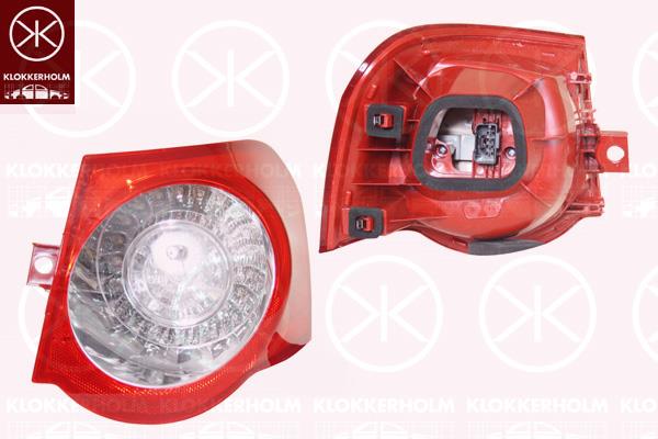 Tail Light Assembly, with bulb holder, white/red, Right, Outer section, LED, 3C9 945 096 (VW), 3C9 945 096N (VW), 3C9945096C (VW)