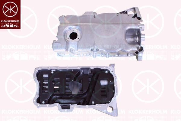 Oil Sump, with bore for oil-level sensor, Aluminium, 03H 103 601J (SKODA), 03H 103 601J (SEAT), 03H103601A (VW), 03H103601J (VW)