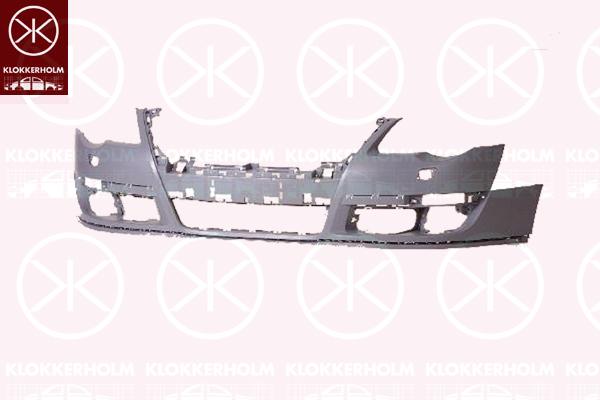 Bumper, w/primer, Front, with hole(s) for washer nozzle, 3C0 807 217E GRU (VW)