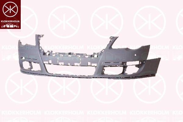 Bumper, w/primer, Front, with hole(s) for parking distance control, 3C0 807 217F GRU (VW), 3C0 807 217R GRU (VW)