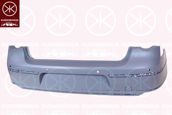 Bumper, Rear, w/primer, with hole(s) for parking distance control, Number of bores: 4, 3C5 807 417P GRU (VW), 3C5807417 GRU (VW)