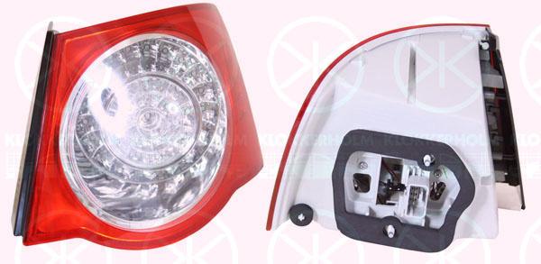 Tail Light Assembly, LED, without bulb holder, Right, Outer section, 1K5 945 095L (VW), 1K5 945 096G (VW), 1K5945096M (VW)