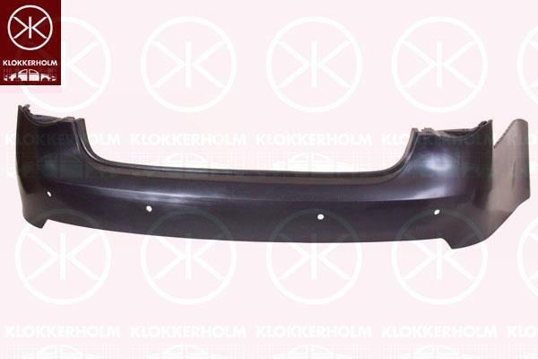 Bumper, w/primer, Rear, with hole(s) for parking distance control, 1K5 807 417F GRU (VW), 1K5807417H GRU (VW)