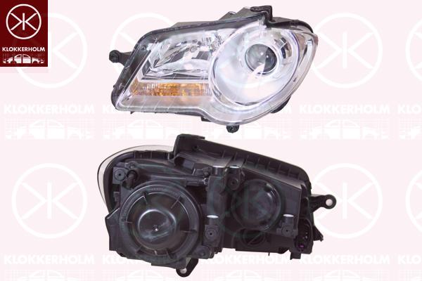 Headlight, H7/H7, with motor for headlamp levelling, AL, Left, Illuminance [lx]: 25, Housing Colour: chrome, 1T1 941 005B (VW)