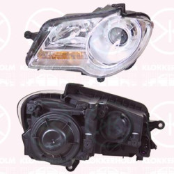 Headlight, H7/H7, with motor for headlamp levelling, AL, Left, Illuminance [lx]: 25, Housing Colour: chrome, 1T1 941 005B (VW)