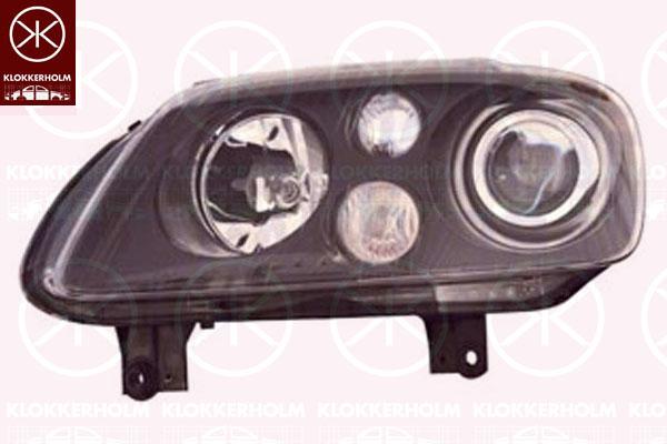 Headlight, Left, Illuminance [lx]: 25, Xenon, D2S/H7, with motor for headlamp levelling, without control unit for Xenon, Housing Colour: black, AL, 1T0 941 039H (VW)