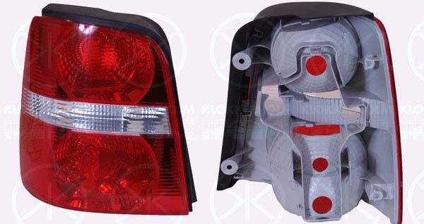 Tail Light Assembly, without bulb holder, white/red, Left, 1T0 945 095C (VW), 1T0 945 095G (VW)