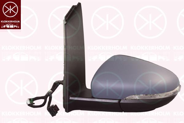 Exterior Mirror, Left, Number of pins: 6, for electric mirror adjustment, with indicator, Heatable, Aspherical, w/primer, 1T1 857 507AB (VW), 1T1 857 507AH (VW), 1T1 857 507AH 9B9 (VW), 1T1 857 507AL (VW), 1T1 857 507AL 9B9 (VW)