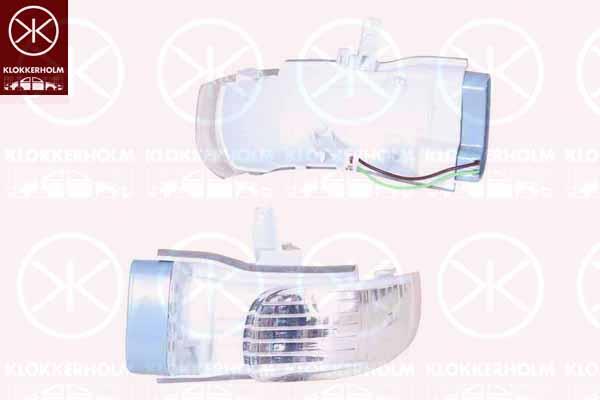 Direction Indicator, Exterior Mirror, Left, white, 1T0 949 101A (VW), 1T0 949 101B (VW), 1T0 949 101D (VW)