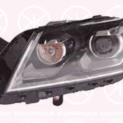 Headlight, Left, Illuminance [lx]: 12.5, for vehicles with adaptive front lighting, Bi-Xenon, with cornering light, without control unit for Xenon, with motor for headlamp levelling, Valeo, 3AB 941 043 (VW)