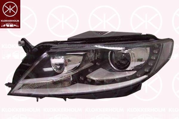 Headlight, Left, Bi-Xenon, with daytime running light (LED), with dynamic bending light, without control unit for Xenon, with motor for headlamp levelling, D3S/H7, AL, 3C8 941 753F (VW), 3C8 941 753J (VW), 3C8 941 753M (VW), 3C8 941 753Q (VW)