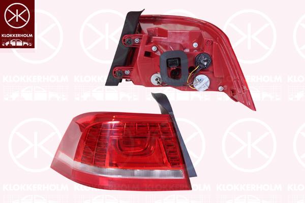 Tail Light Assembly, Left, LED, Outer section, with bulb holder, 3AE 945 207B (VW), 3AE945207B (VW)