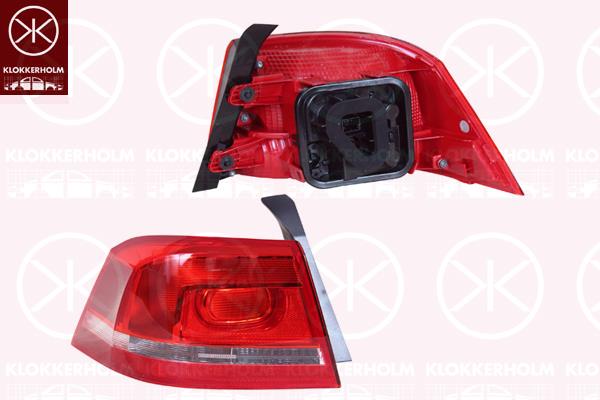 Tail Light Assembly, Left, Outer section, with bulb holder, Valeo, 3AE 945 095F (VW), 3AE 945 095C (VW)