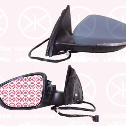 Exterior Mirror, Left, for electric mirror adjustment, Number of pins: 6, with indicator (LED), Heatable, w/primer, 3C8 857 521 (VW), 3C8 857 537 GRU (VW), 3AA 857 507 9B9 (VW)