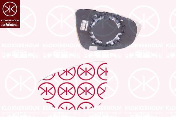 Mirror Glass, exterior mirror, Left, Number of pins: 2, Heatable, Aspherical, 3C8 857 521 (VW), 3C8 857 521 (SKODA), 3C8 857 521 (AUDI), 5C6 857 521B (VW)