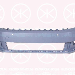 Bumper, Front, with hole(s) for parking assistant system, Number of bores: 6, w/primer, not for trim level: R-LINE, 3AA 807 217J GRU (VW)