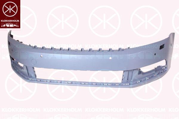 Bumper, Front, with hole(s) for parking distance control, with hole(s) for washer nozzle, Number of bores: 6, w/primer, not for trim level: R-LINE, 3AA 807 217D GRU (VW), 3AA 807 217H GRU (VW)