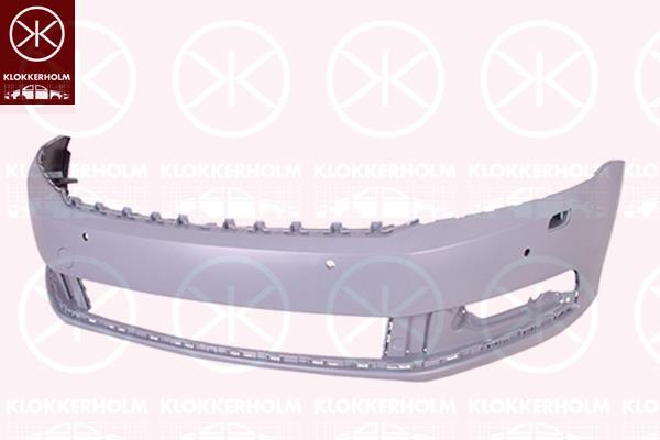 Bumper, Front, with hole(s) for parking distance control, Number of bores: 4, for vehicles with headlamp cleaning system, not for trim level: R-LINE, 3AA 807 217F GRU (VW), 3AA 807 217B GRU (VW)