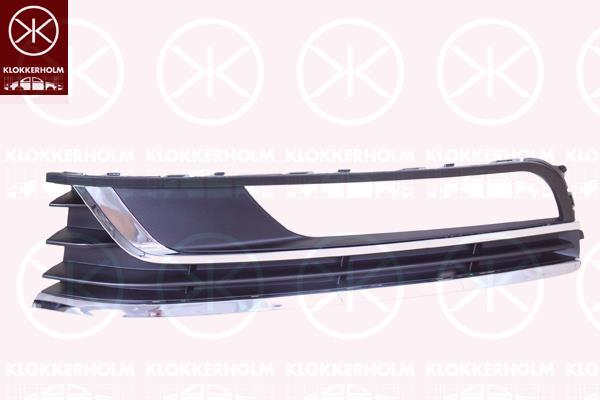 Ventilation Grilles, bumper, Left Front, black, with trim strip, chrome, Trim Level: Comfortline, not for trim level: R-LINE, 3AA 854 661A 9B9 (VW)