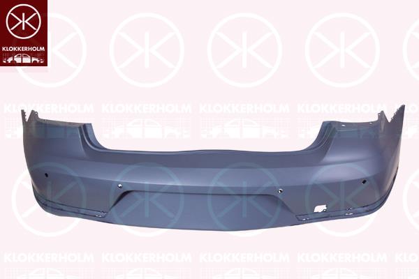 Bumper, with hole(s) for parking distance control, Number of bores: 2, Rear, w/primer, not for trim level: R-LINE, 3AE 807 417 GRU (VW)