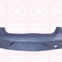 Bumper, with hole(s) for parking distance control, Number of bores: 2, Rear, w/primer, not for trim level: R-LINE, 3AE 807 417 GRU (VW)