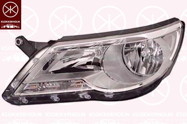 Headlight, H7/H7, with motor for headlamp levelling, Hella, Right, Illuminance [lx]: 17.5, 5N1 941 032AB (VW), 5N1 941 032P (VW), 5N1941032R (VW)