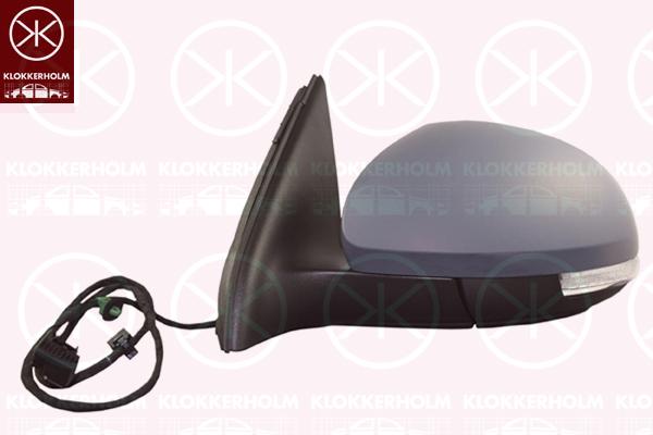 Exterior Mirror, Right, Number of pins: 6, for electric mirror adjustment, with indicator, Heatable, Convex, w/primer, 5N1 857 508Q 9B9 (VW)