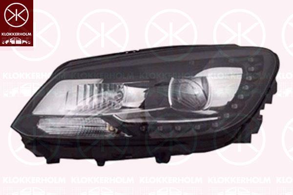 Headlight, Left, Bi-Xenon, for vehicles without adaptive high beam regulation, with motor for headlamp levelling, with cornering light, D3S/H7, H15, AL, 1T1 941 753C (VW), 1T1 941 753E (VW), 1T1 941 753H (VW)