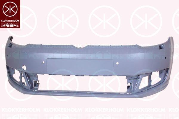 Bumper, Front, with hole(s) for washer nozzle, with hole(s) for parking assistant system, Number of bores: 6, w/primer, 1T0 807 217R GRU (VW)